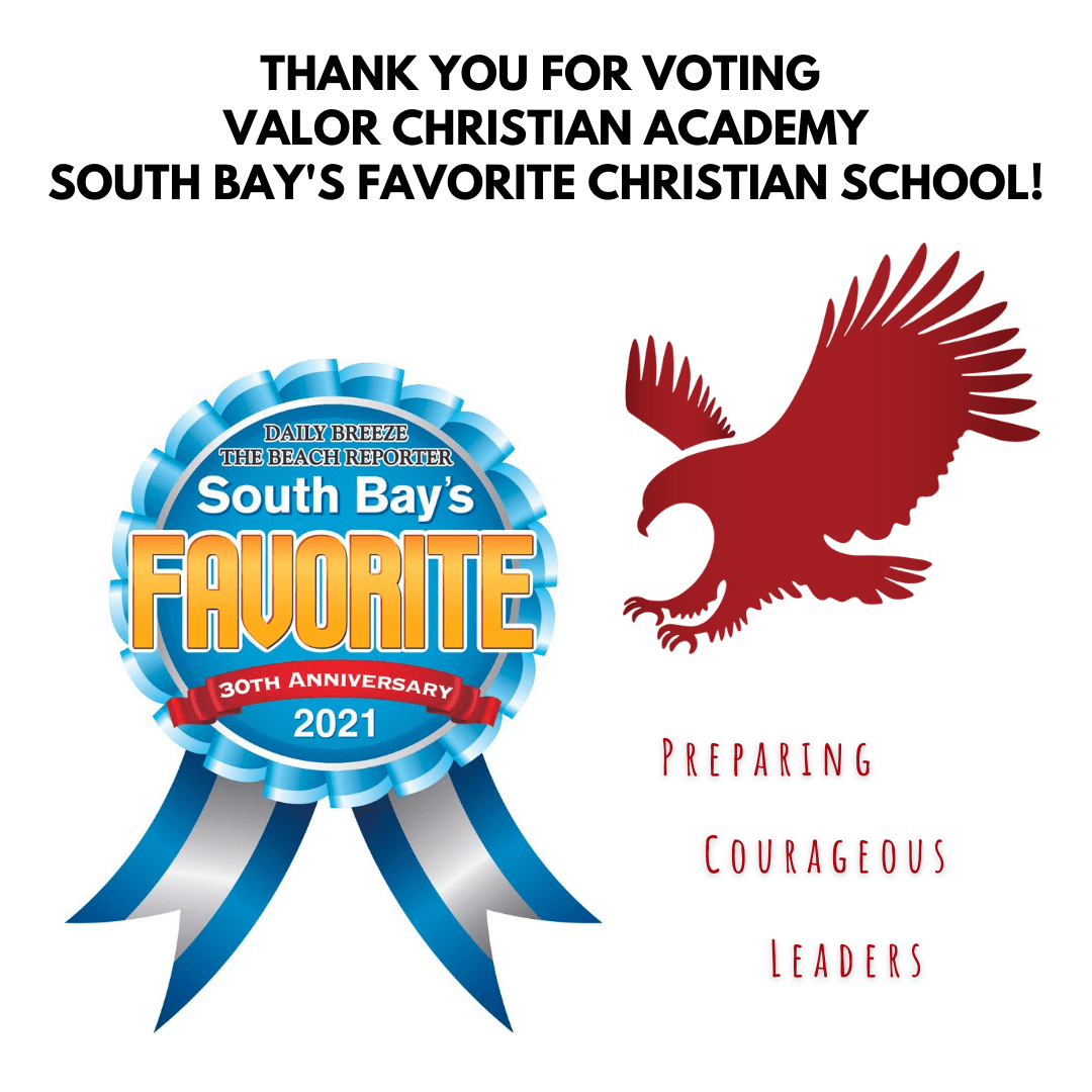 Banner celebrating Valor being picked as South Bay's favorite school