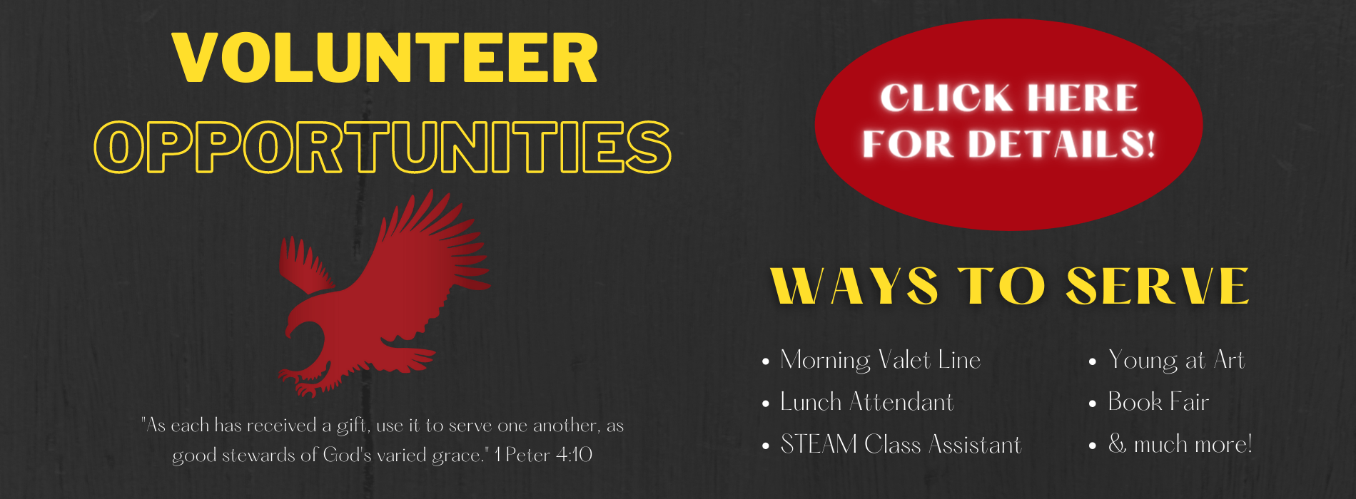 Volunteer Opportunities at Valor - links to external volunteer site in new window