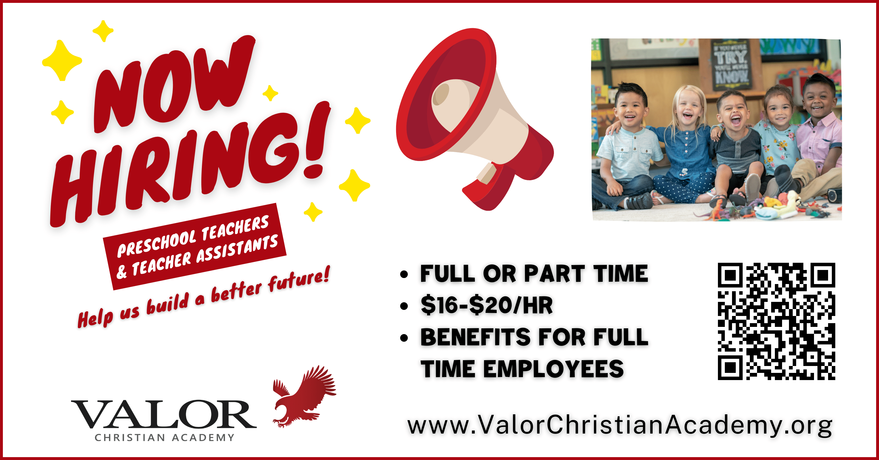 Valor is now hiring - please see our links below with PDFs for specific job vacancies.