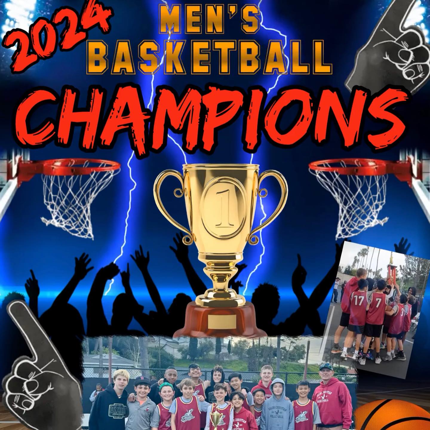 Valor Mens Basketball 2024 Champions Valor Men's Basketball Champions 2024 - includes basketball clip art and photos of the Men's Basketball Team